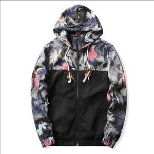 Black & floral windbreaker jacket